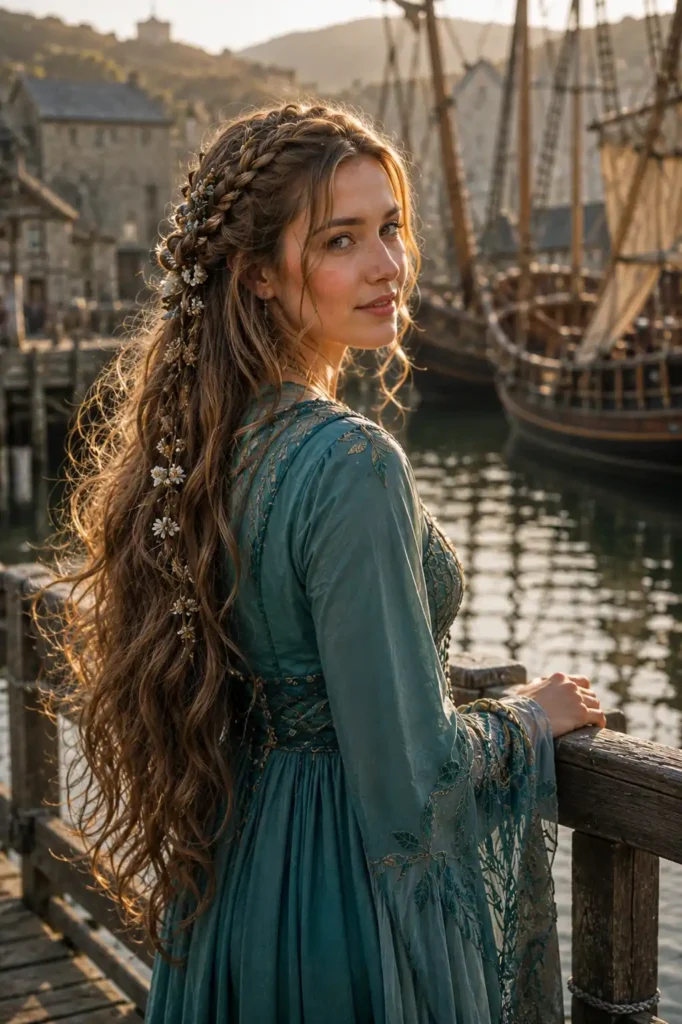Braided Half-Up Woodland Maiden Style