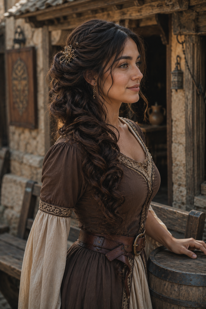 Side-Swept Medieval Curls
