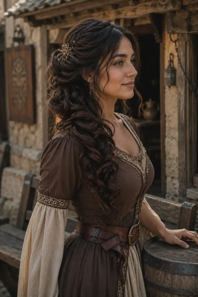 Side-Swept Medieval Curls