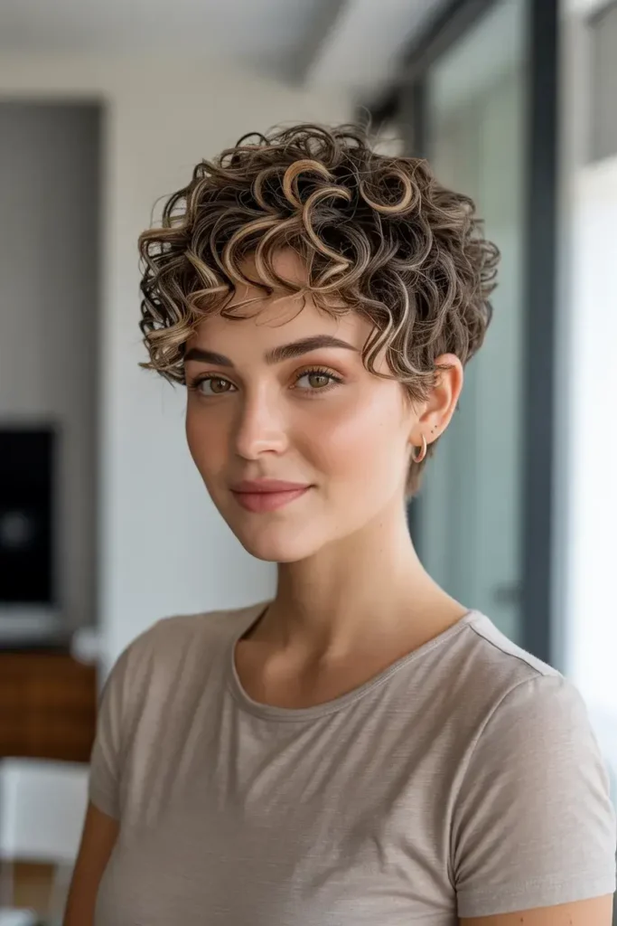 Textured Curly Pixie with Lift