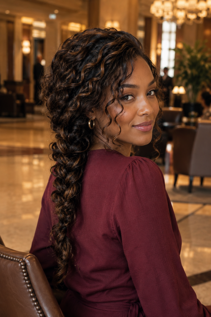 Loose Curly Side Braid