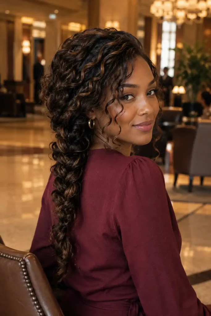Loose Curly Side Braid