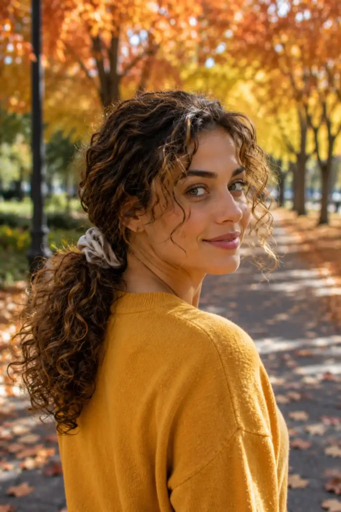 Messy Curly Low Ponytail