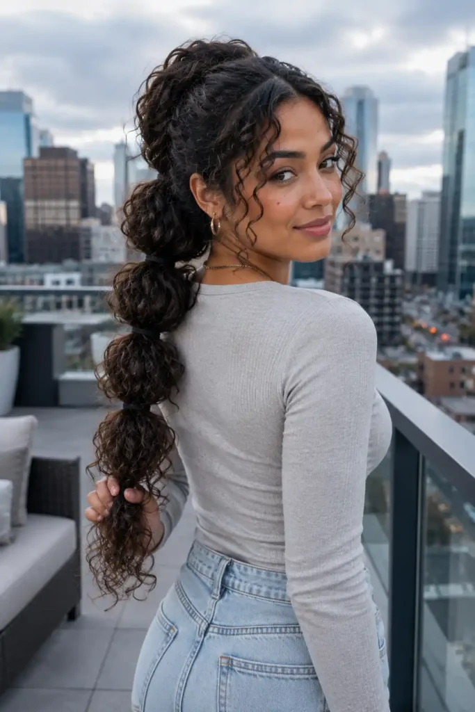 Curly Bubble Ponytail