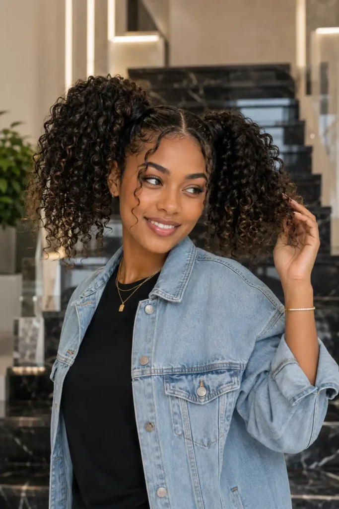 Curly Space Ponytails