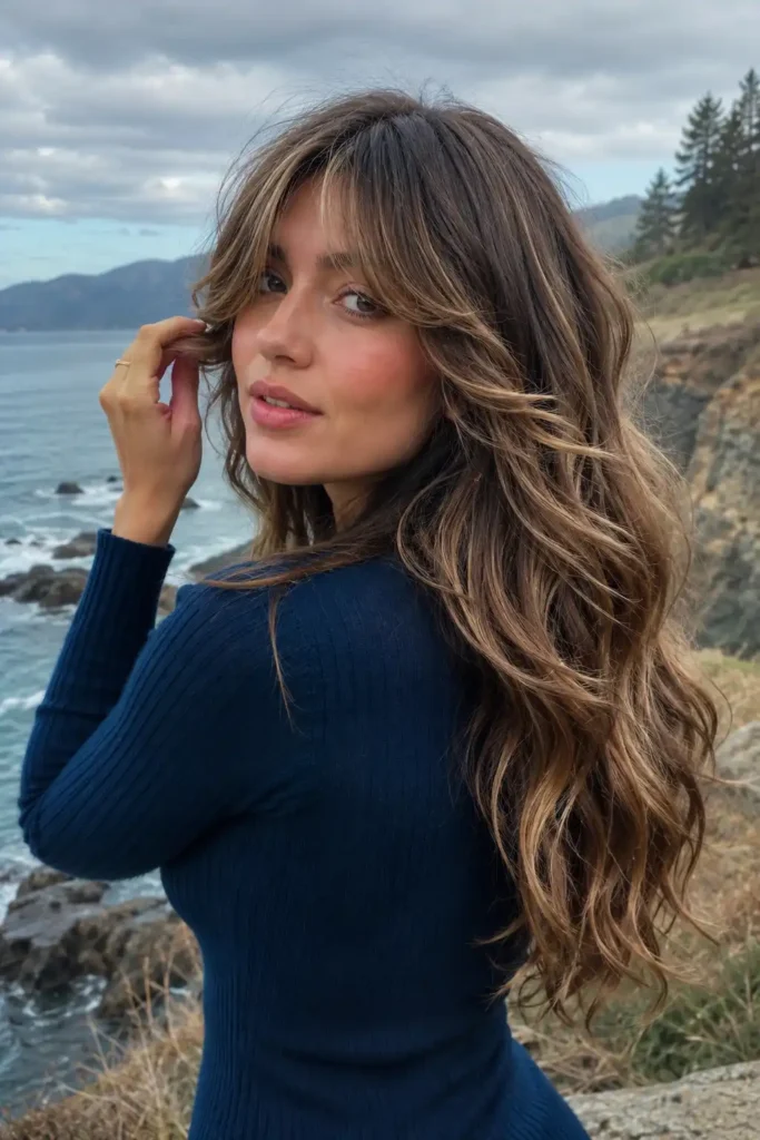 Effortless Mermaid Waves with Curtain Bangs