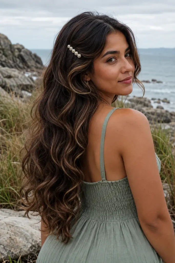 Mermaid Waves with a Pearl Hair Clip