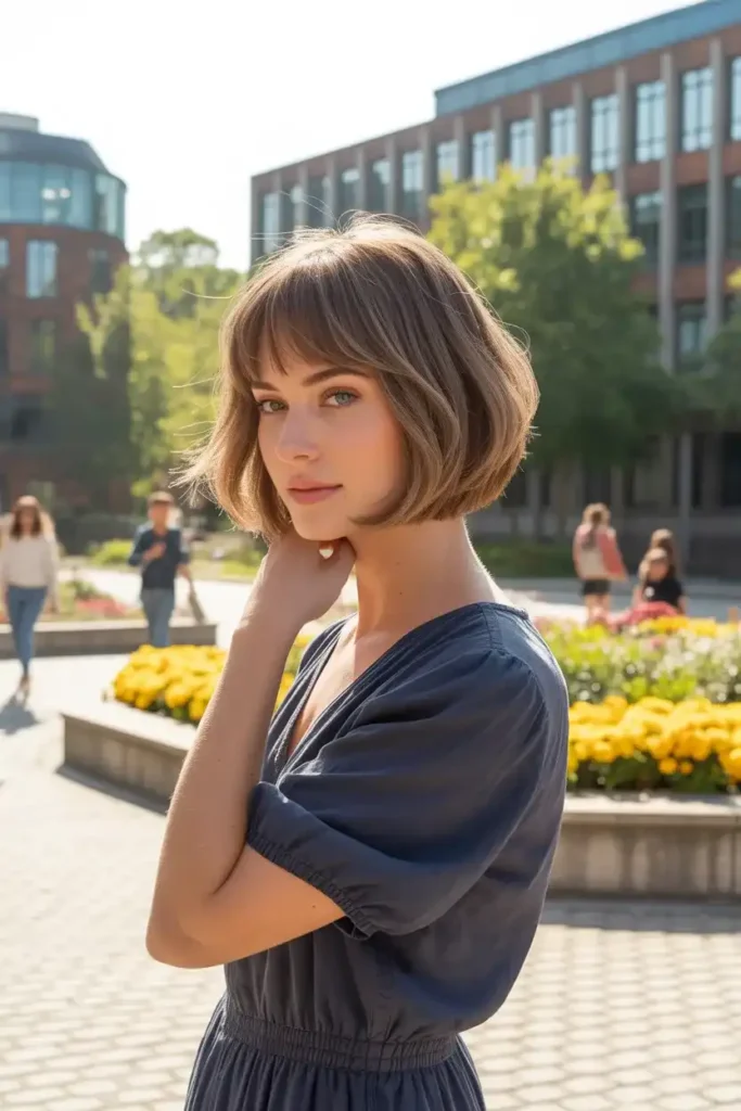 Layered Bob with Curtain Bangs