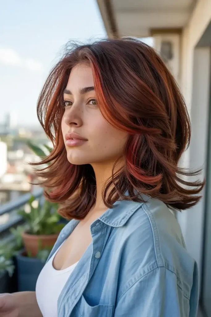 Red Highlights in Brown Hair