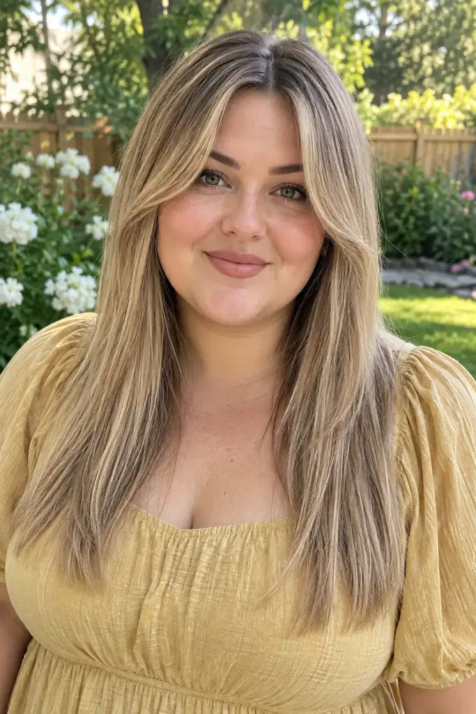 Straight Hair With Center-Parted Curtain Bangs