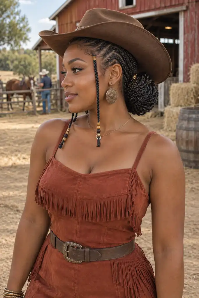 Fulani Braids into a Low Bun