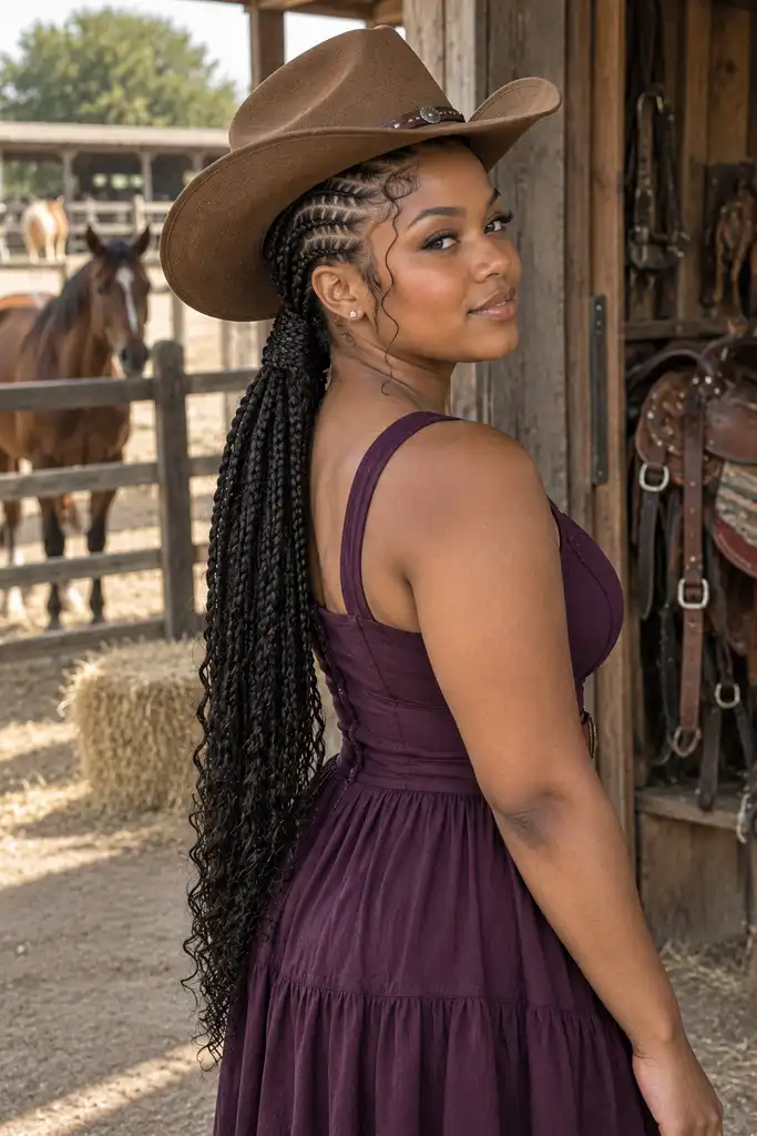 Stitch Braids into a Low Ponytail