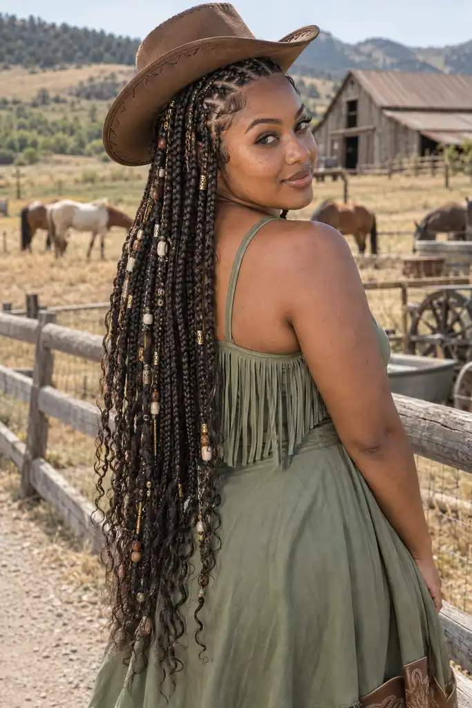 Long Tribal Braids for the Ultimate Rodeo Look