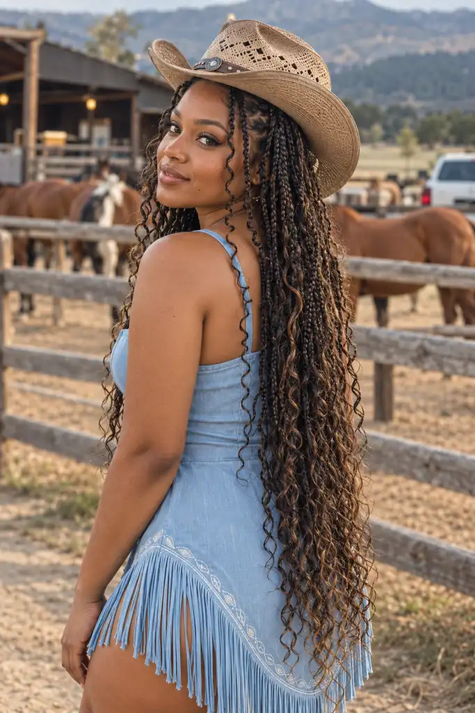 Boho Knotless Braids with Curly Pieces