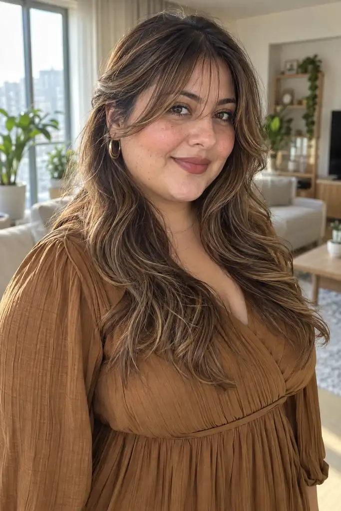 Wispy Curtain Bangs With Soft Face-Framing Hair