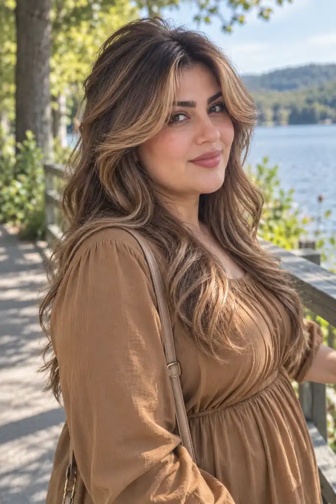Curtain Bangs With A Voluminous Crown