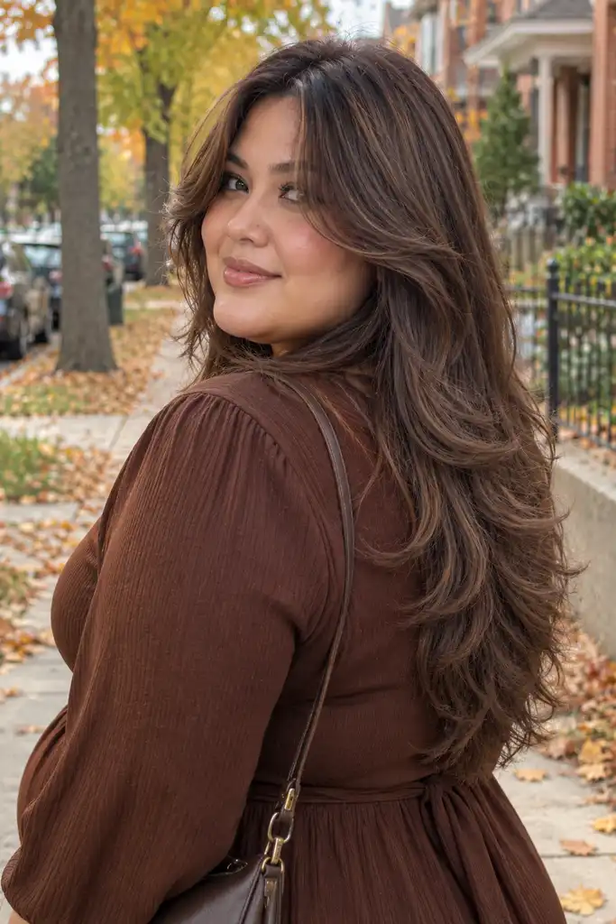 Curtain Bangs With A Long Layered Cut