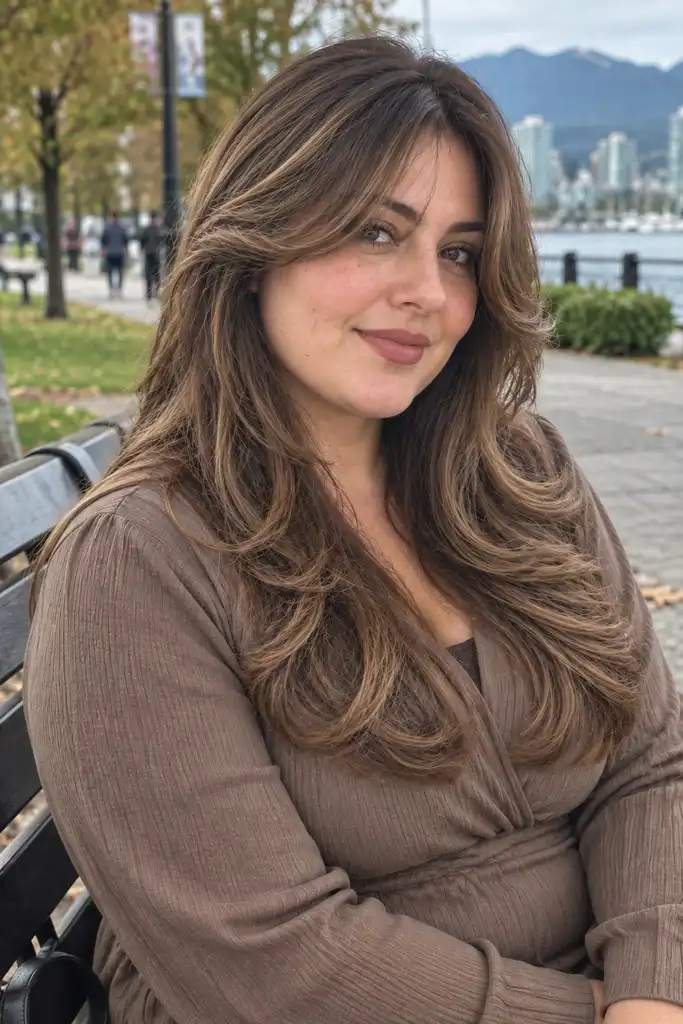 Curtain Bangs With Rounded Layered Ends