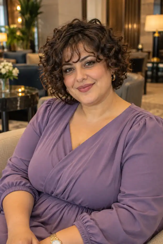 Short Curly Hair With Wispy Bangs