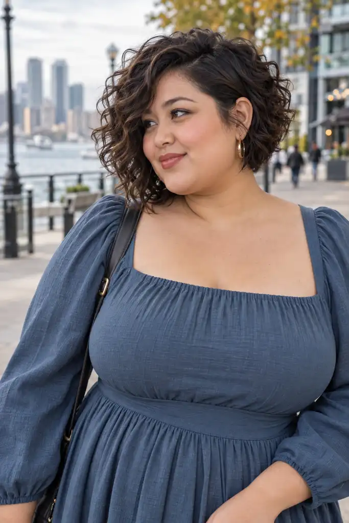 Asymmetrical Curly Bob