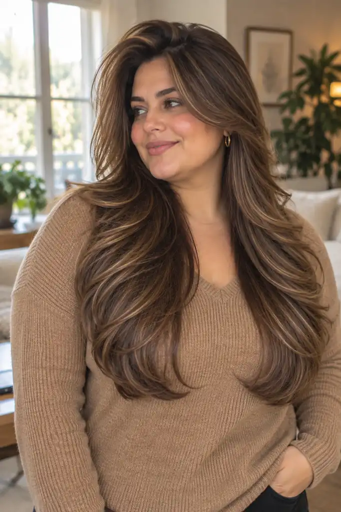 Long Layered Hair With a Voluminous Crown