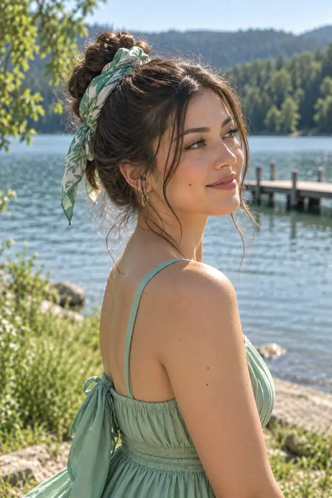 Scarf-Wrapped Bun