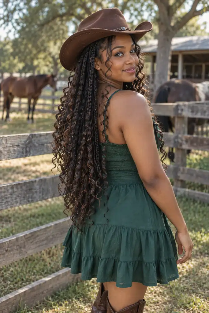 Long Goddess Braids with Soft Curls