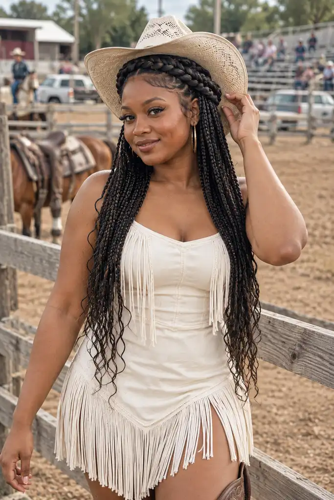 Crown Braids with Flowing Box Braids