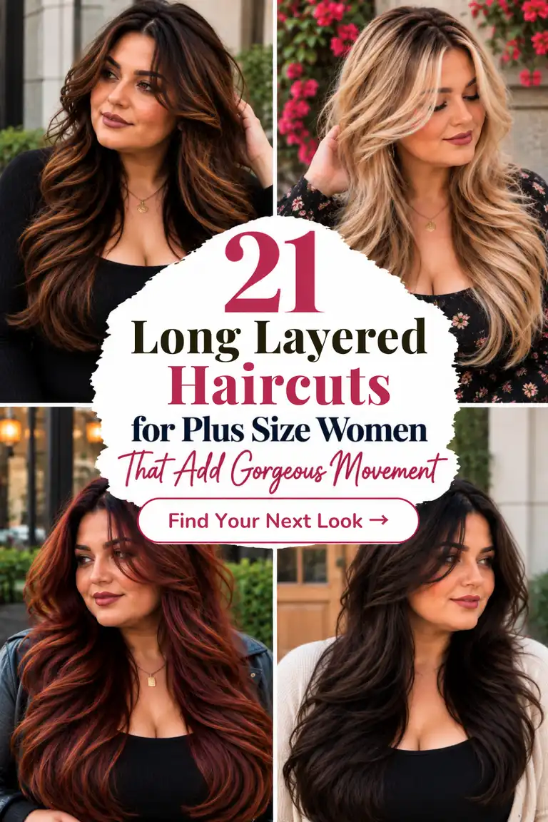 Long Layered Haircuts for Plus Size Women with Chubby Face