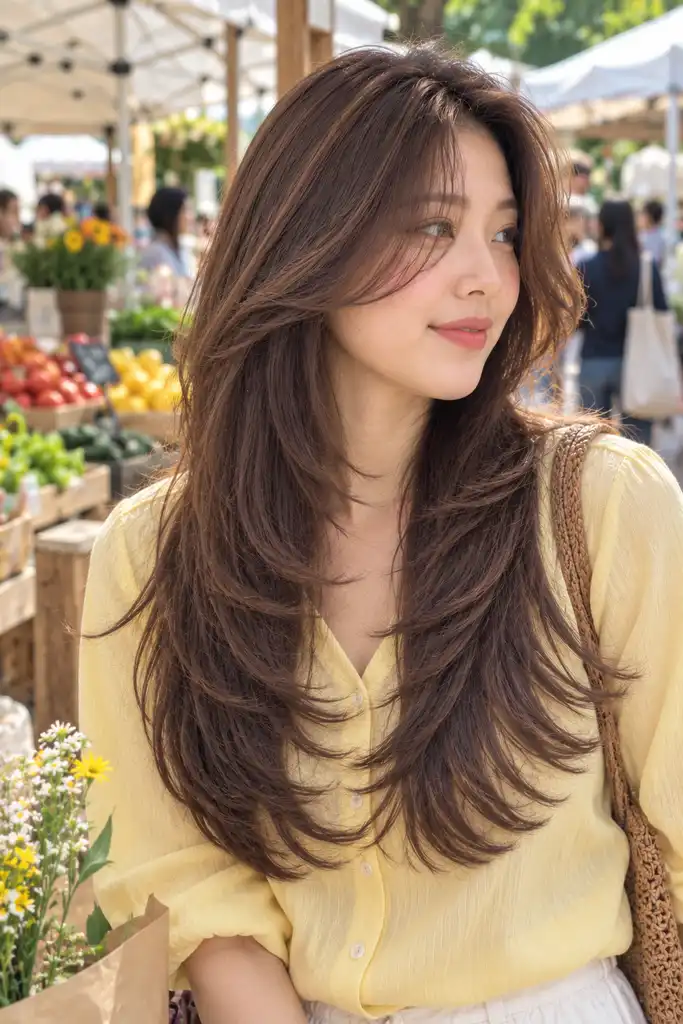 Long Layers With Curtain Bangs