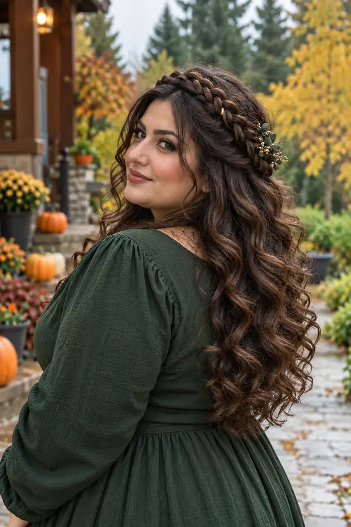 Braided Crown With Loose Curls