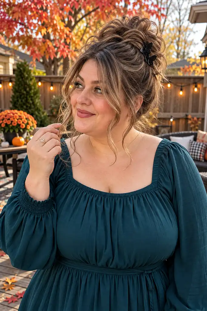 Messy High Bun With Face-Framing Pieces