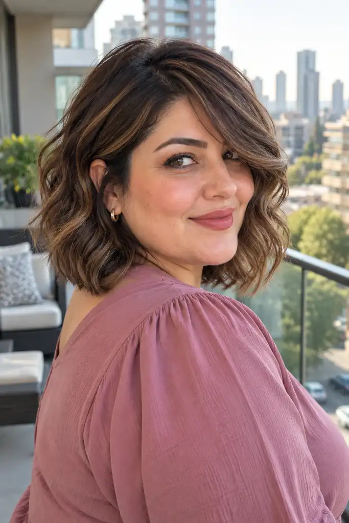 Wavy Bob With Side-Swept Bangs