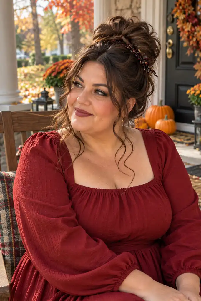 Voluminous High Bun With Wispy Tendrils