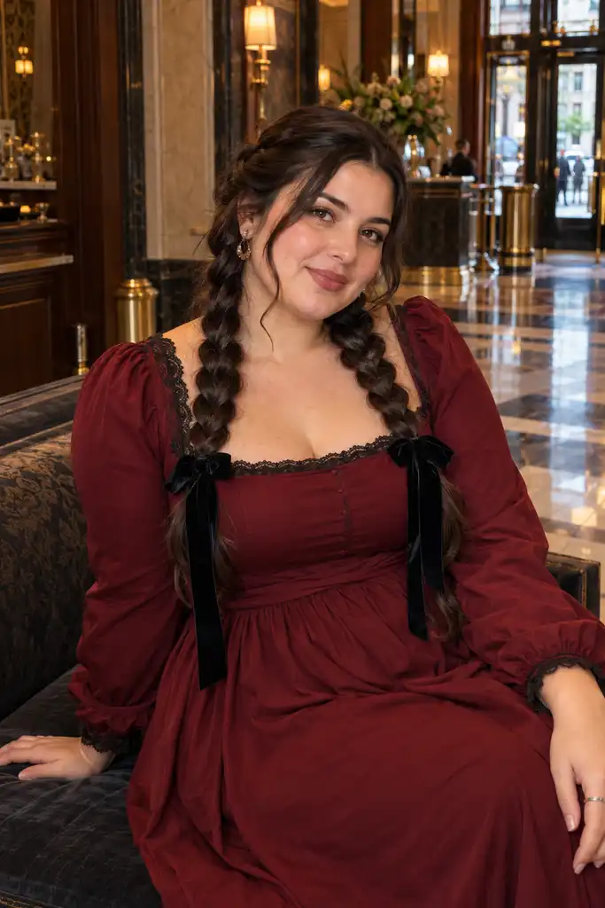 Gothic Pigtail Braids With Black Ribbons