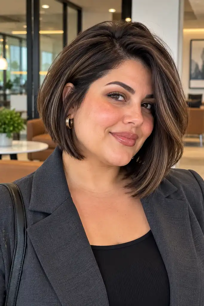 Side-Swept Bob With Deep Part