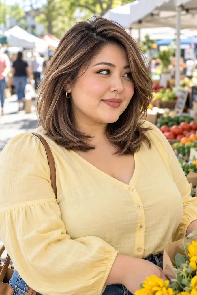 Layered Lob with Side Part