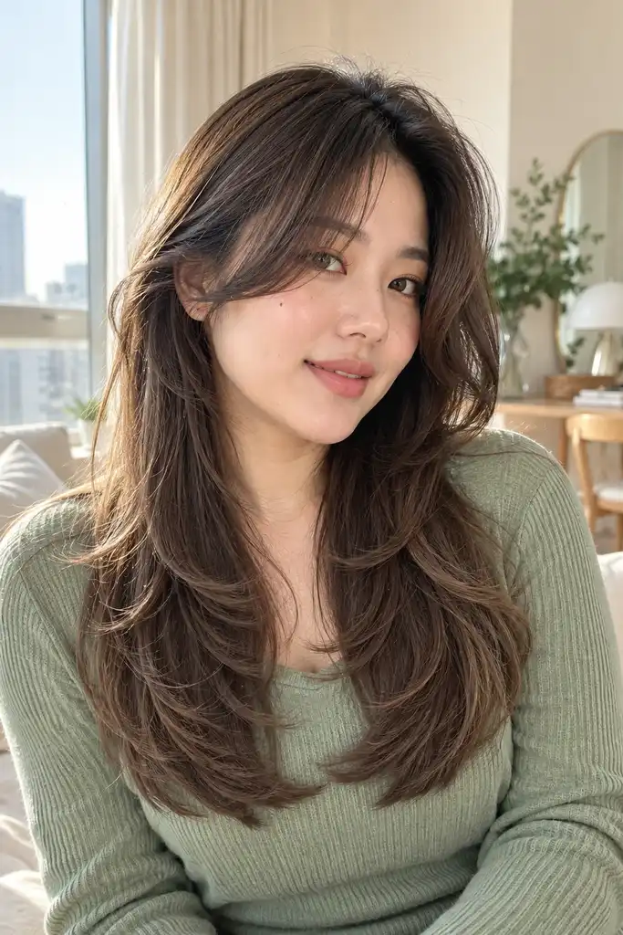 Korean Curtain Bangs With Layers